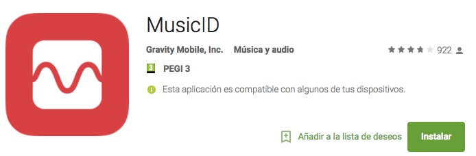aplicación de reconocimiento de canciones